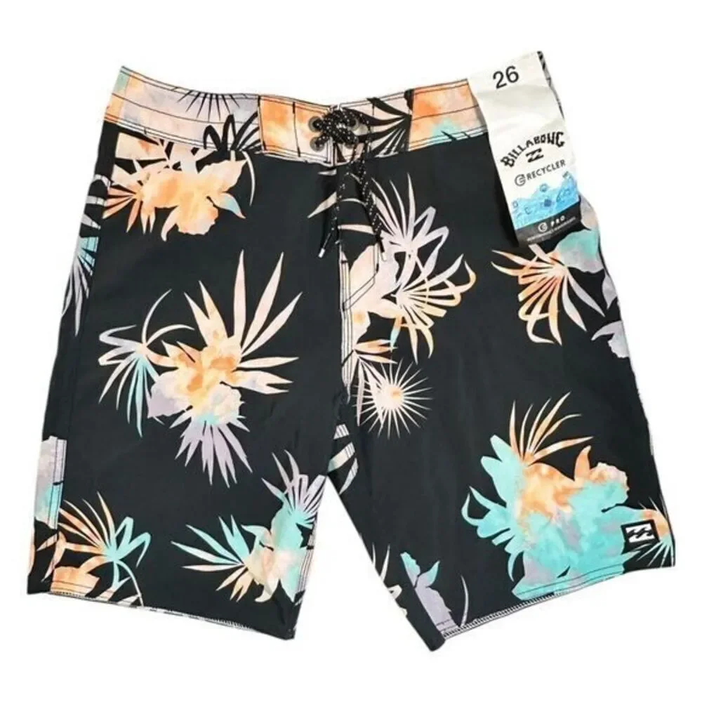NWT Billabong Youth Boys Recycler Sunday Board Shorts Black Floral - Size 26
